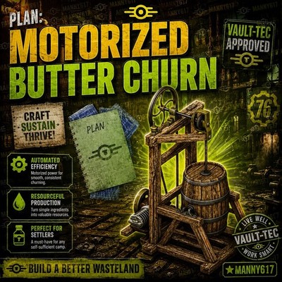 Fallout 76   PS4 / PS5 Motorized Butter Churn Plan PS only - Rare