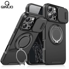Slide Camera Lens Cover Ring Stand Phone Case For iPhone 17 Pro Max 16 15 14 13