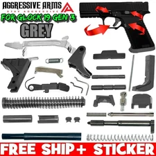 AGGRESSIVE ARMS GREY GRAY UPPER LOWER Slide Parts Kit GLOCK 19 GEN 1 2 3 UPK LPK