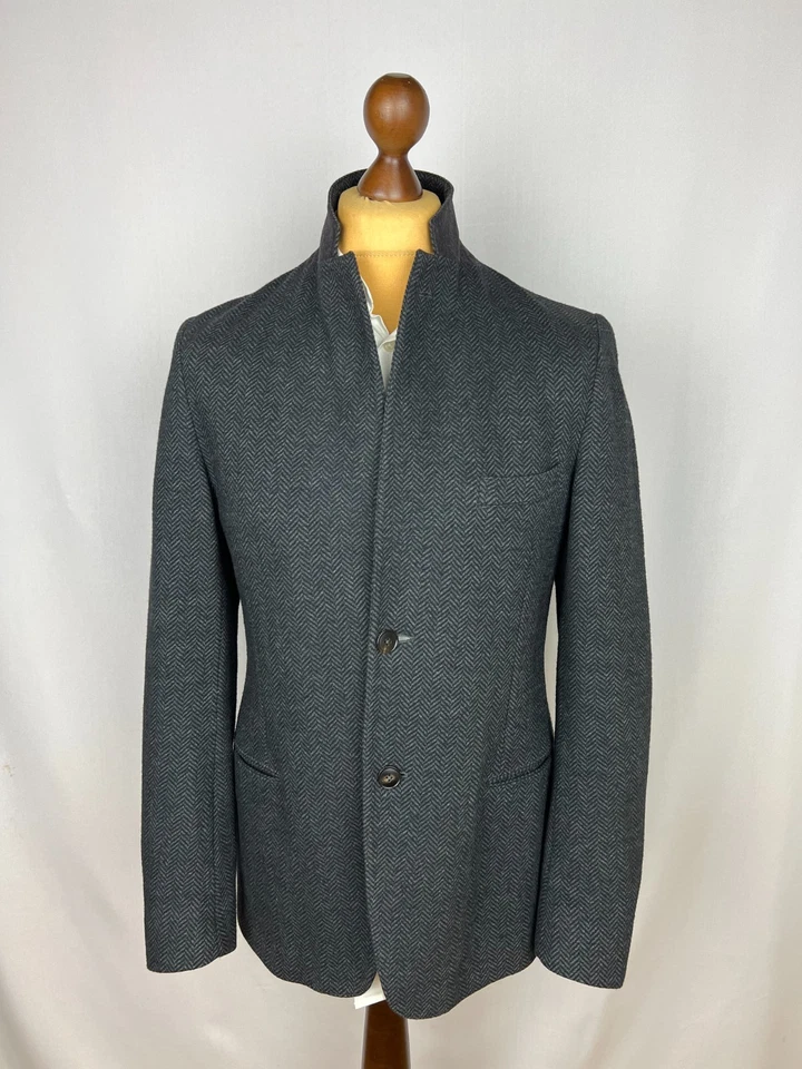 GUCCI Modern Half-Lined Gray Herringbone Tweed Wool-Blend Sport Coat 40US50IT - image 2 of 4