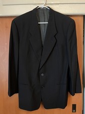 Giorgio Armani Le Collezioni Black Wool Pinstriped Blazer 39 Short Made in Italy