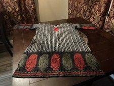 paisley border print cotton long sleeve kurti, 48" bust, 40" long, never worn