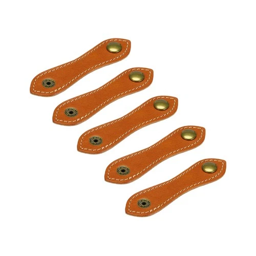 5Pcs Leather Cable Straps Cord Organizer 100x20mm Cable Ties Elastic Red Brown