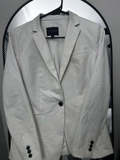 Banana Republic Long  Lean Women  s White One-Button Long Blazer Jacket Sz 4