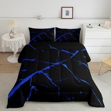 Blue Black Geometric Comforter Set Size Kids Marble Bedding Set Full Multi 30