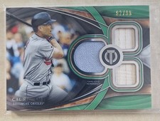 2018 Topps Tribute #TTR-CRJ Cal Ripken Jr. Triple Relics Green #/99