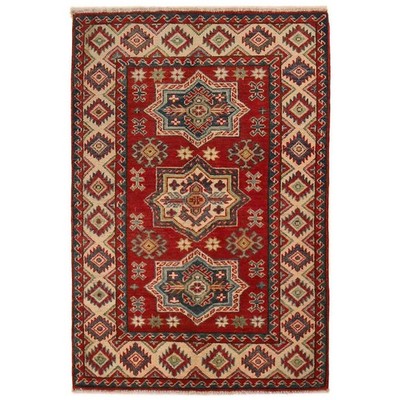 Medallion Traditional Afghan Area Rug 3'1x4'7ft Kazak Handmade Carpet Rug B34687