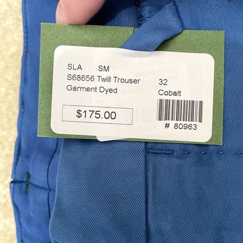 $175 Sid Mashburn NWT Mens Sz 32 Cobalt Garment-Dyed Sport Trouser Twill Chino - Picture 7 of 8