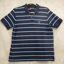 Chaps Polo Shirt Men's Large Blue with Blue Stripe