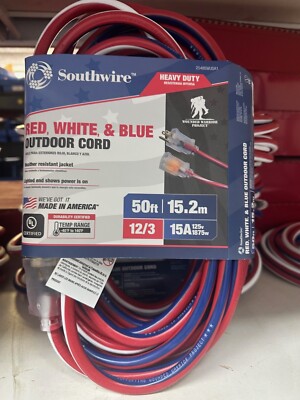 50-Foot Contractor Grade 12/3 with Lighted End American Made SJTW Extension Cord