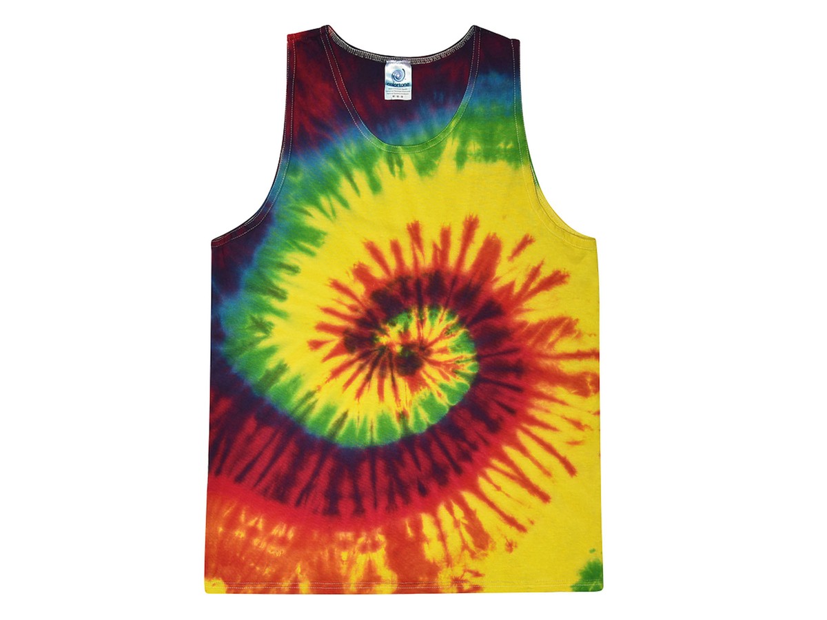 Reactive Rainbow Tie Dye Tank Tops Sleeveless T-Shirts Adult S