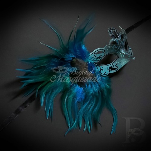 Peacock Feathers Collection Venetian Mardi Gras Masquerade Mask (17 Selections) - Picture 58 of 71