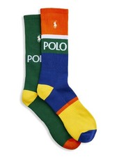 Polo Ralph Lauren Socks Men Big Tall POLO PONY Color Block Socks 2 Pack NEW