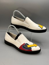 Prada Slip-On Loafers Shoes Arrow Heart Design Size 8 US 38.5 EU White Black