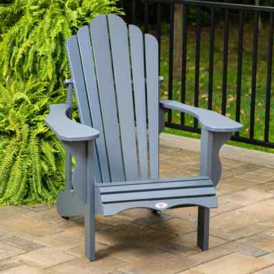Leisure Line Adirondack Faux Wood Garden Chair Grey Recycled Plastic  UV-Proof UK