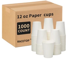 RACETOP 1000 pack 12 oz Disposable Coffee Cups, Hot Paper Cups Ideal for Party