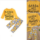 Newborn Baby Girl Clothes Letter Romper Jumpsuit Tops+Pants Outfit Set