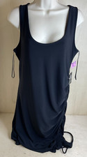 Women's Size L Large NWT Express Black Ruched Sleeveless Racerback Dress