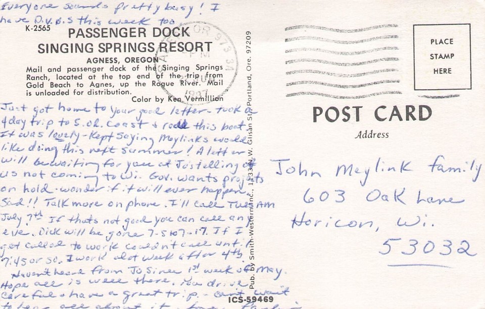 Passenger Dock Singing Springs Resort Agness Oregon Jet Mail Boat Gold