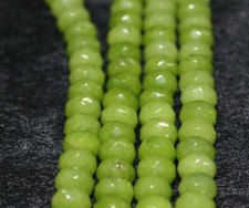 Natural 5x8mm Green Peridot Faceted Rondelle Gemstone Loose Beads 15" Strand