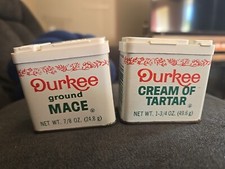Vintage  Durkee Spice Tin Ground Mace And  Cream Of Tartar