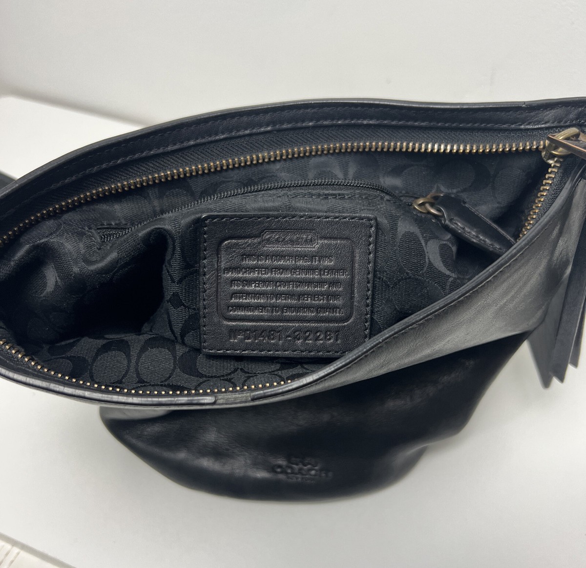 VTG COACH D1481-32281 Bucket Original Black Leather Duffle Sac