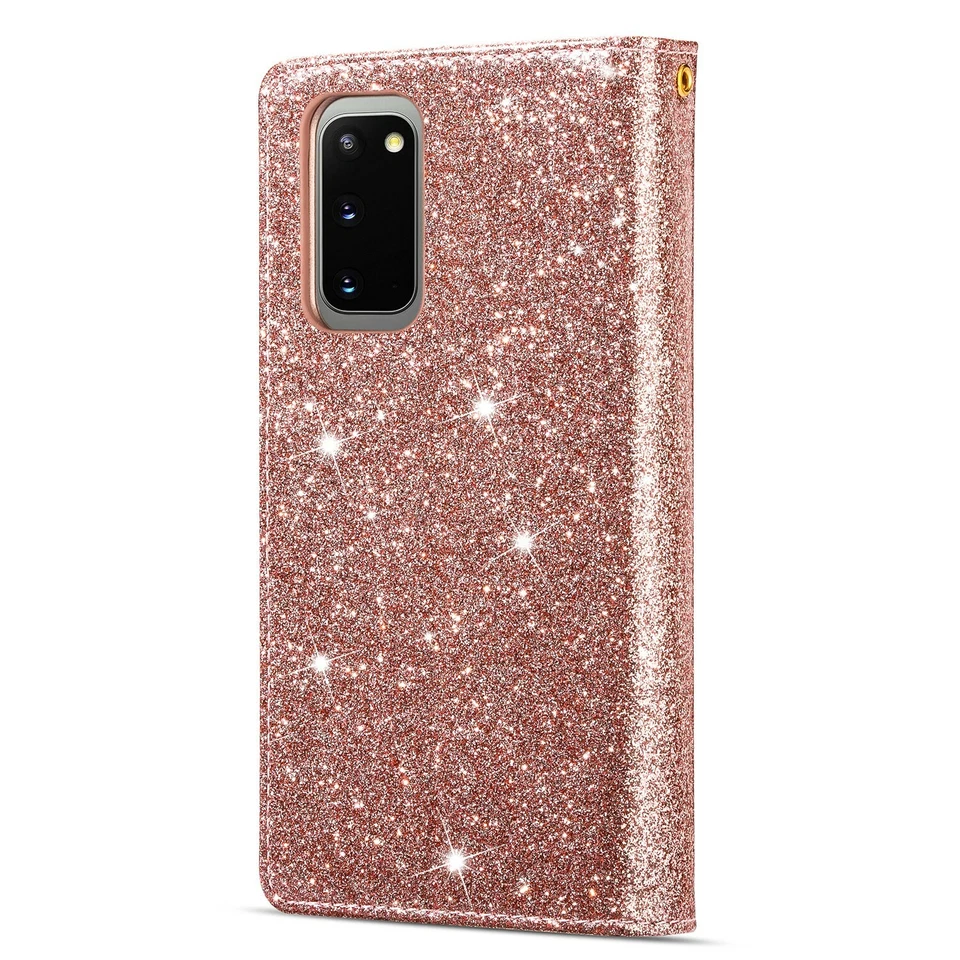 Funda tipo billetera de cuero abatible brillante para Samsung Galaxy S25 S23 FE S24 S20 Note20 Foto 4 de 4