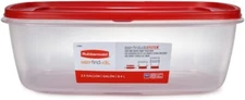 2.5 Gallon, Rubbermaid Easy Find Lids Food Storage Container, Large with Red Lid