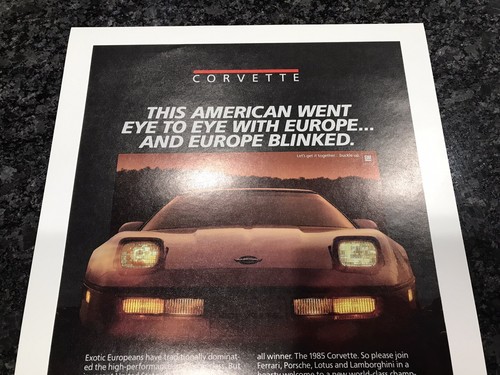 Ultra Rare 1985 Corvette advertising proof by Campbell Ewald America Vs Europe - Picture 2 of 5