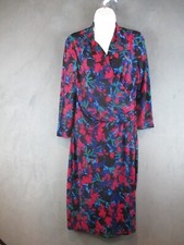 Talbots Dress Womens Medium Petite Black Faux Wrap Stretch Career Office Party