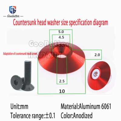 M4 M5 M6 M8 Aluminum Alloy Flat Washers – Countersunk Umbrella Gasket Washers Assortment