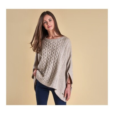 Barbour Taupe Clover Cape Sweater, One Size