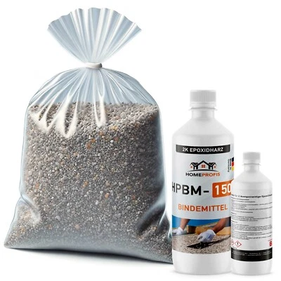 HOME PROFIS HPST-2000 Steinteppich (Innen & Außen) inkl 2K Epoxidharz Bindemittel Steinboden