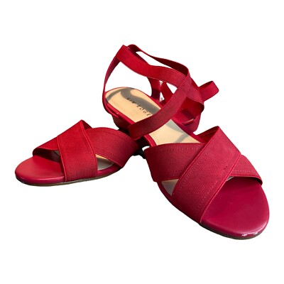 Kim Rogers Red Women's Shoes Elastic Sandals Size 7.5 Small Heel Dress Casual