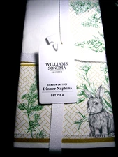 WILLIAMS SONOMA EASTER GARDEN LATTICE DINNER NAPKINS 100% COTTON SET OF 4 NWTAGS