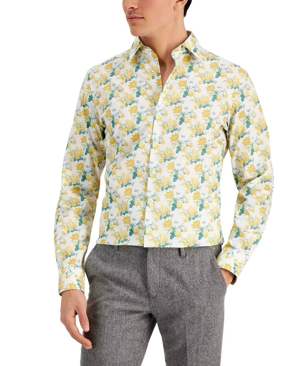 Yellow and white dress cheap shirt