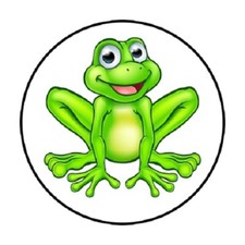 48 GREEN FROG. ENVELOPE SEALS LABELS STICKERS 1.2" ROUND