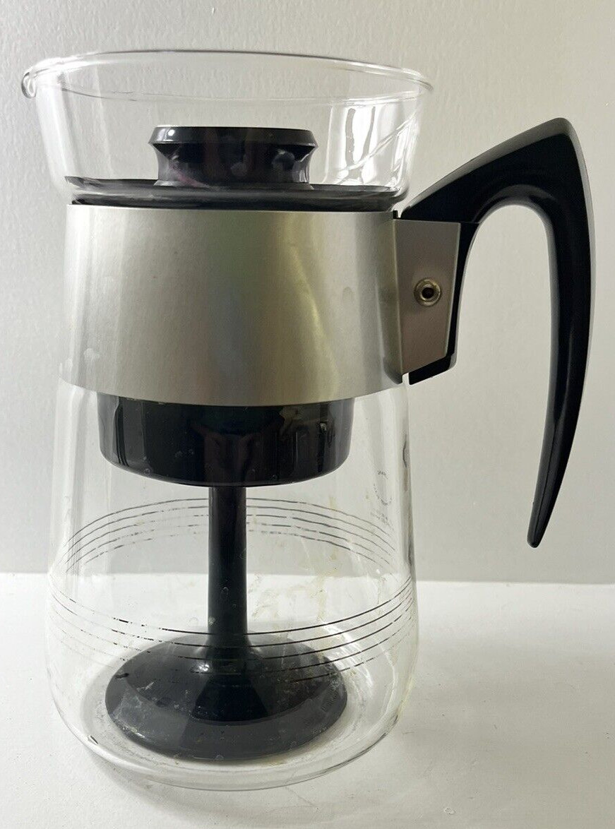 Vintage Corning 6 Cup Clear Coffee Percolator w Lid Perc Parts Heat Proof Glass