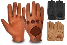 100% REAL LEATHER MEN'S RETRO DRESS DRIVING FASHION CHAUFFEUR GLOVES CAR BUS