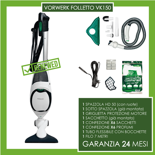FOLLETTO VK150 ASPIRAPOLVERE VORWERK HD50 CON 24 MESI DI GARANZIA E  SACCHETTI | eBay