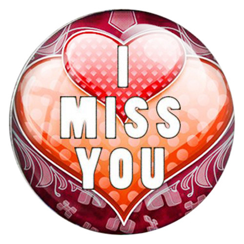 SNAP IN BUTTON CHARM FITS GINGER SNAPS STYLE JEWELRY ENAMEL I MISS YOU #50 HEART - Picture 1 of 1