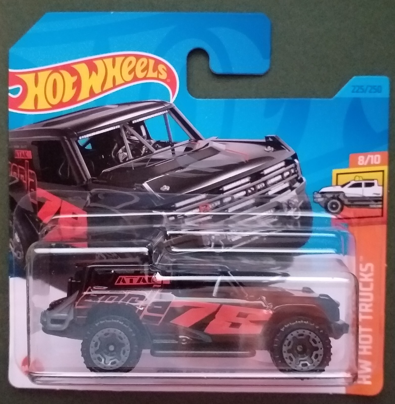 HOT WHEELS 2023 FORD BRONCO R, BLACK, SHORT CARD.