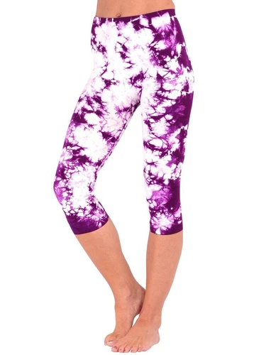 NWOT Tie Dye Capri Running Yoga Fitness One Size Sorbtek Bamboo Orchid Purple
