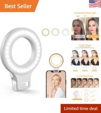 60 LED Rechargeable Ring Light with Clip, 5 Brightness Levels  USB Charging