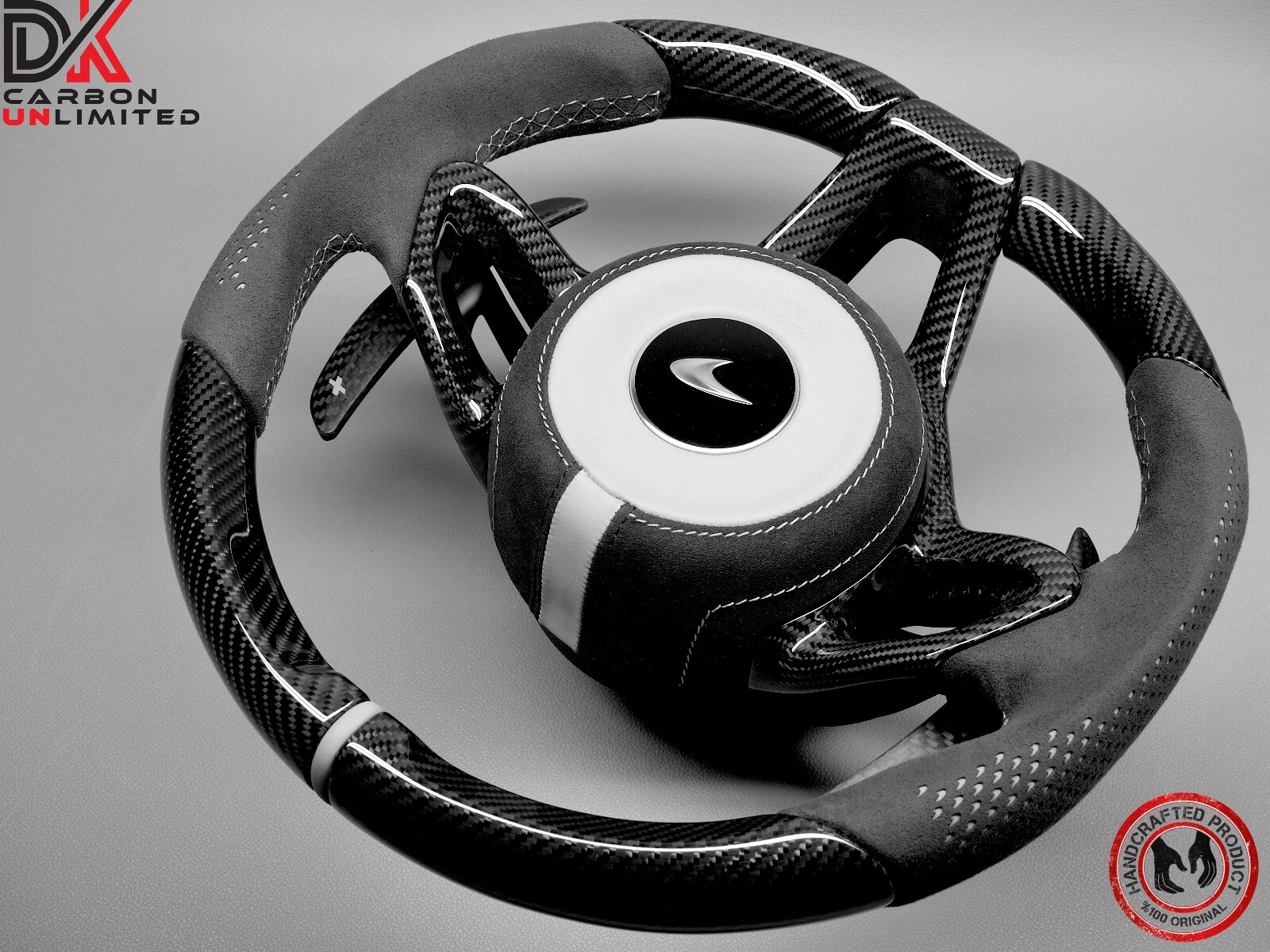 McLaren 675LT 540C 570S 650S 600LT 620R Alcantara Gray Carbon Steering Wheel v2
