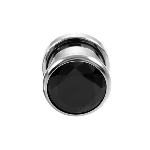 1 Pair Steel Round Zircon Crystal Gem Screw Flesh Tunnel Gauge Ear Plug Expander - Picture 10 of 20