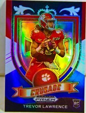 Trevor Lawrence RC 2021 Prizm Draft Picks Red White Blue Crusade Rookie Card#161