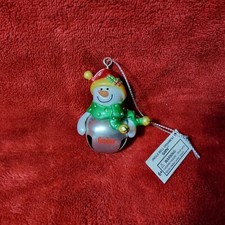 Ganz Jingle Bell Christmas Ornament Snowman Red Cap Personalized "Amber"