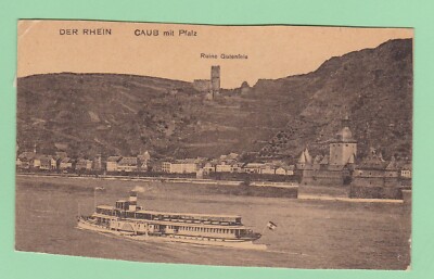 Vintage International Postcard Unused Germany Der  Rhein Caub Mit Pfalz