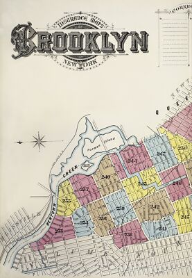 11957.Decoration Poster.Home interior design.Room wall decor.Brooklyn old map